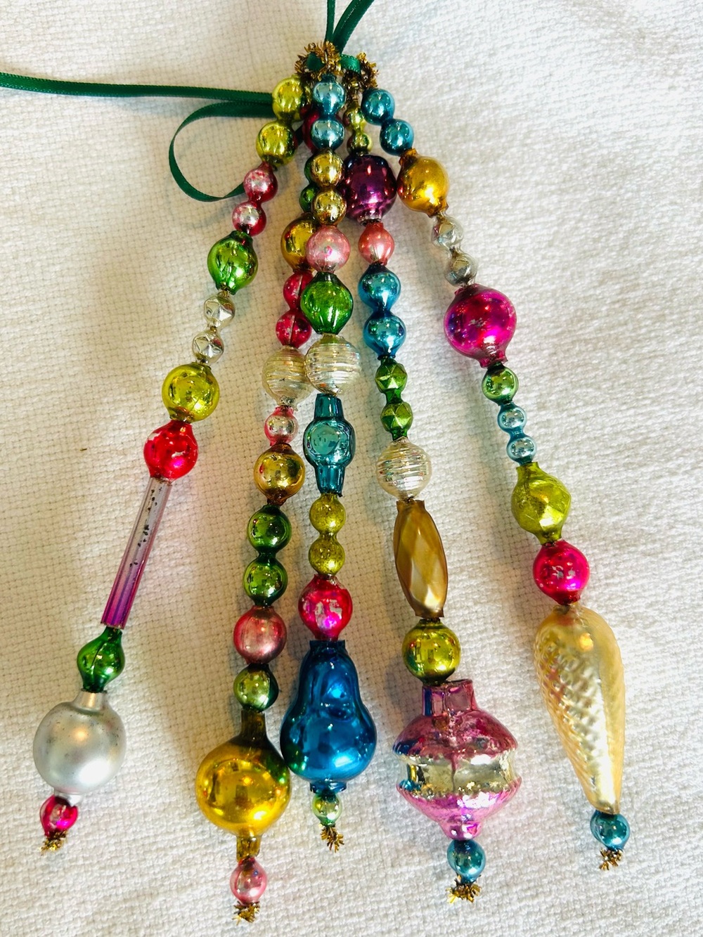 Vintage repurposed Mercury glass garland bead icicle holiday Christmas ornaments